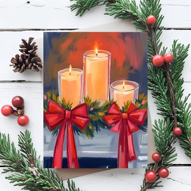 Jul ljusstake akvarellmålning helg vykort (Skapare uppladdad)