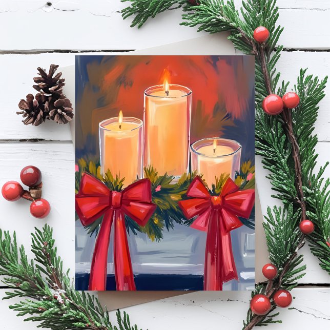 Jul ljusstake akvarellmålning julkort (Skapare uppladdad)