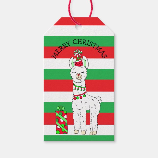 Jul Llama Fa La La Cute Festive Presentetikett (Framsidan)