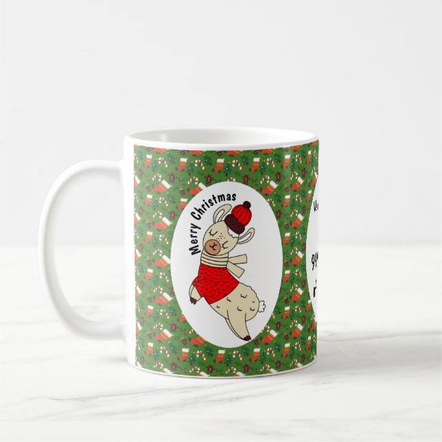 Jul Llama Funny Mönster Personlig Kaffemugg (Vänster)