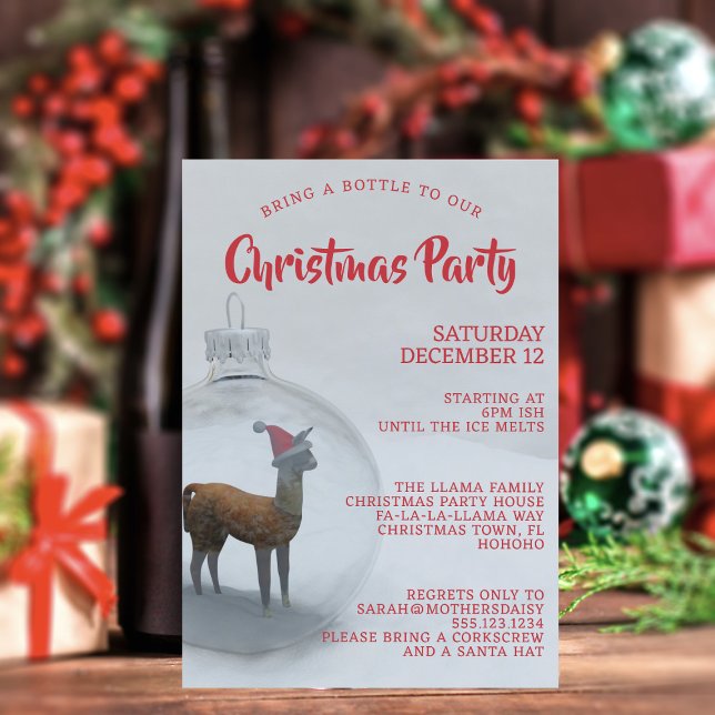 Jul Llama-Julfestens inbjudan (Christmas Party? Need an invitation or two? Just add your details)
