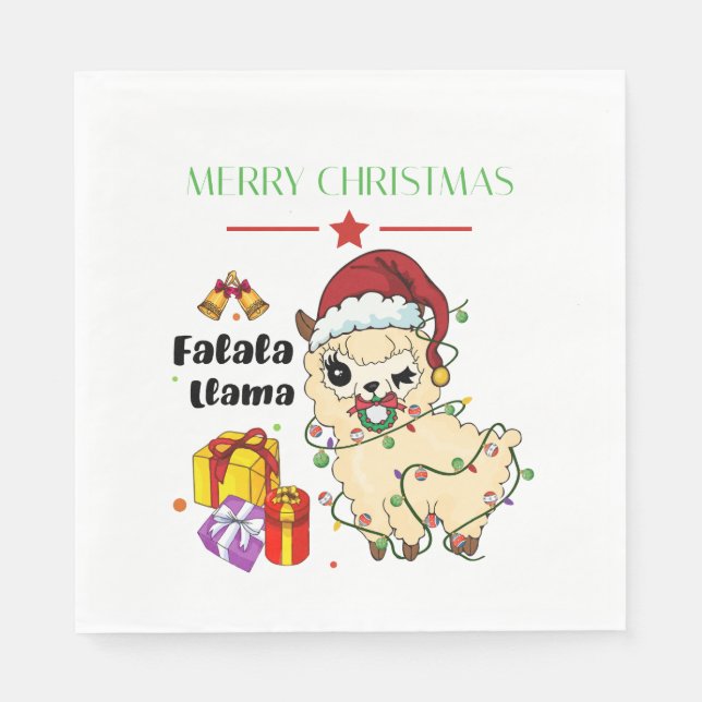 Jul Llama Napkin Pappersservett (Framsidan)