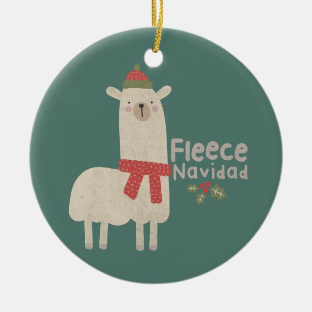 Jul Llama Pun: Ull Navidad Julgransprydnad Keramik (Framsidan)