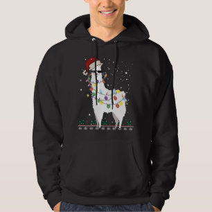 Jul Llama Santa Hat Ugly Julafton Träd Alpaca Gi Hoodie