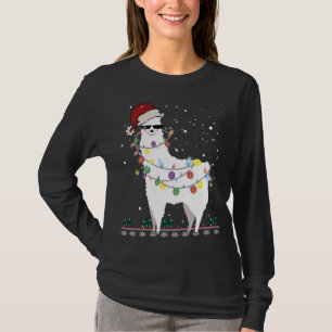 Jul Llama Santa Hat Ugly Julafton Träd Alpaca Gi T Shirt