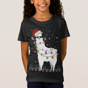 Jul Llama Santa Hat Ugly Julafton Träd Alpaca Gi T Shirt