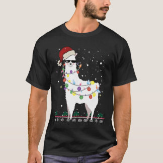 Jul Llama Santa Hat Ugly Julafton Träd Alpaca Gi T Shirt