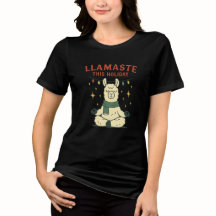 Jul Llama Shirt - Llamaste Helgdag Zen Tee