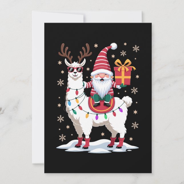 Jul Llama Tomte Jultomte Ljus Renar Xmas Inbjudningar (Framsida)