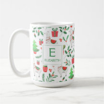 Jul Llamas, Cactus, Berries, Träd Monogram
