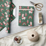 Jul Llamas Rainbows Festive Red Grönt Presentpapper<br><div class="desc">Jul Llamas Rainbows Festive Red Grönt Mönster Wrapping Papper Gift Wrap har en modern mönster av lamas,  regnbåge och gåvor i rosa,  rött,  grönt och vitt. Perfekt för presenter som täcker in julklappar och helgdag. Skapat av Evco Studio www.zazzle.com/store/evcostudio</div>