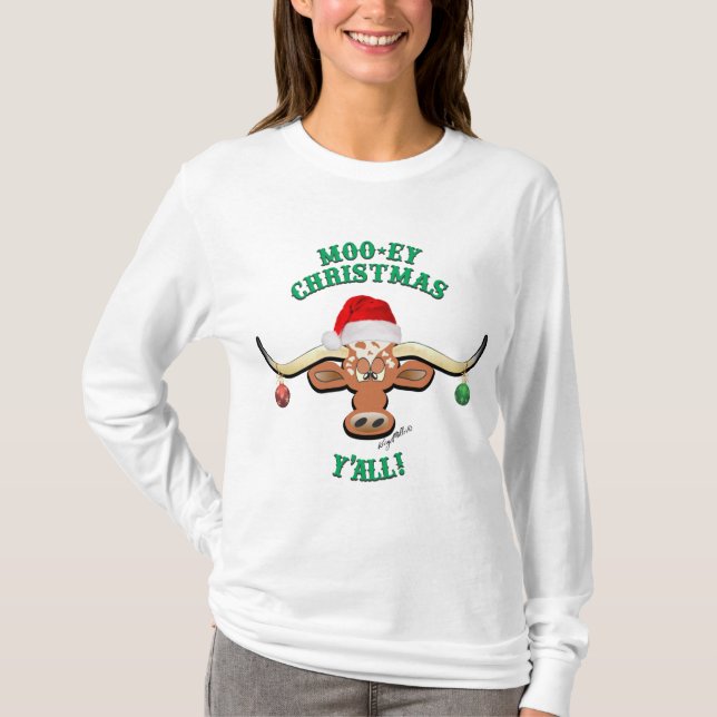 Jul Longhorn Steer T Shirt (Framsida)