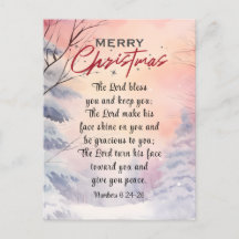 Jul Lord Bless You Bible Verse Winter Scene