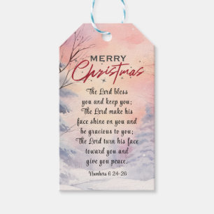 Jul Lord Bless You Bible Verse Winter Snö Presentetikett