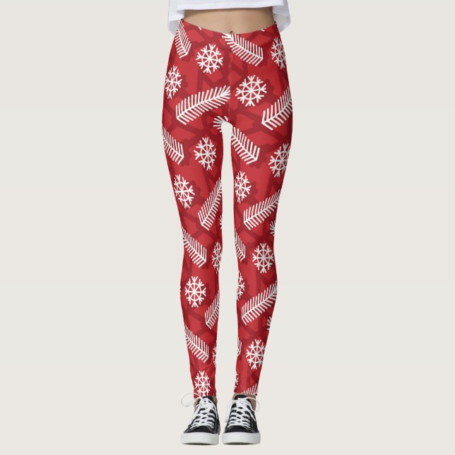 Jul Löv Snowflake mönster Leggings (Framsida)