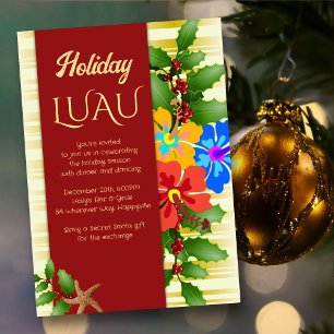 Jul Luau Hibiskus Julgran Festinladning Inbjudningar