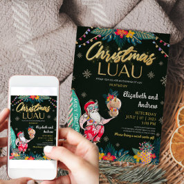 Jul Luau Tropical Santa-inbjudan Inbjudningar