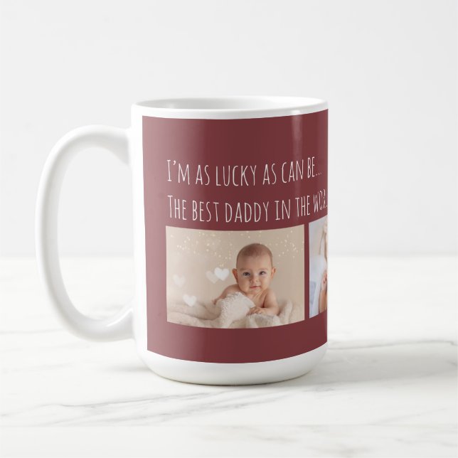 Jul Lucky Me Bästa Pappa Fotos Anpassade Kaffemugg (Vänster)