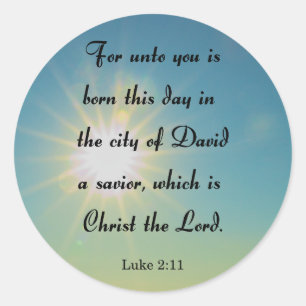Jul, Luke 2:11 Runt Klistermärke
