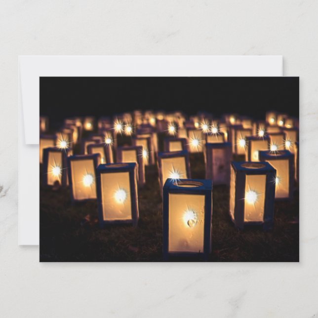 Jul Luminaries på natten Julkort (Framsida)