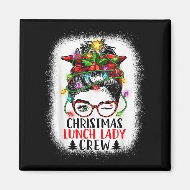 Jul Lunch Dam Crew Messy Bun Women Christma Magnet (Framsidan)