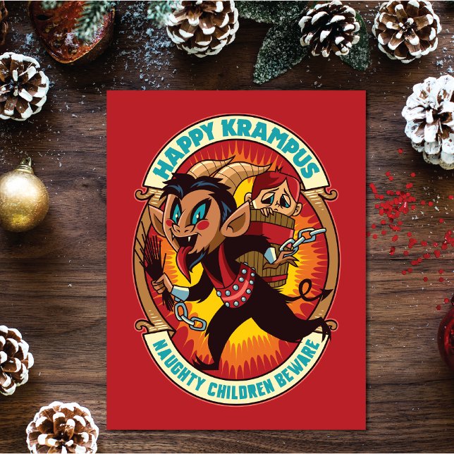 Jul Lycklig Krampus Naughty Children Beware Kort (Skapare uppladdad)