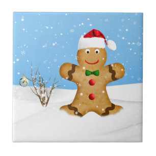 Jul lycklig pepparkaksgubbe i snö kakelplatta