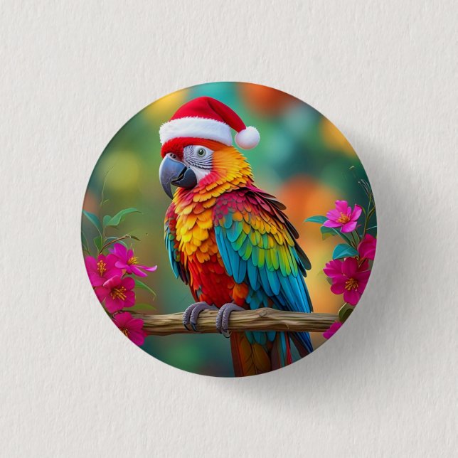 Jul Macaw Wearing A Santa Hat-56483 Knapp (Framsida)