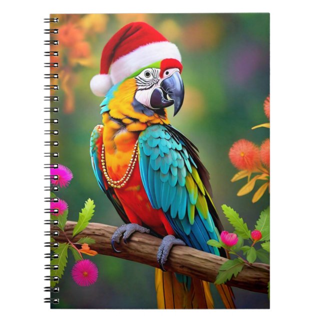 Jul Macaw Wearing A Santa Hat-56485 Anteckningsbok (Framsidan)