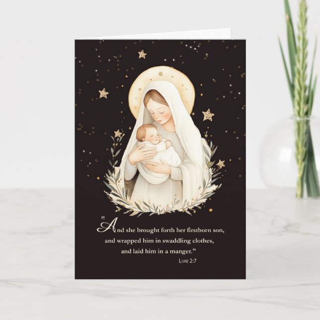 Jul Madonna och Child Soft Cream på Black Kort (Framsida)