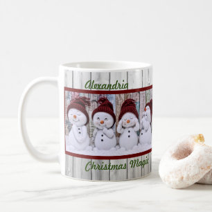 Jul Magi Fyra Söta Snömannar God Jul Kaffemugg