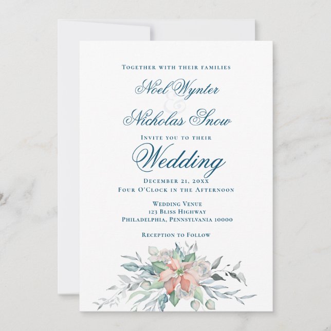 Jul Magi/ Julstjärna Bröllopsbukett Meddelande (Framsida)