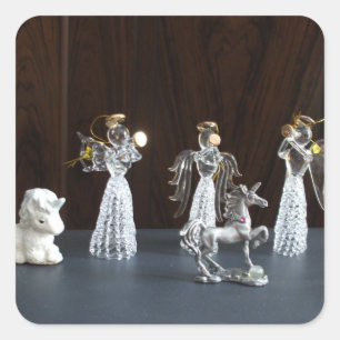 Jul Magic-Änglar-Unicorns Figurines Fyrkantigt Klistermärke