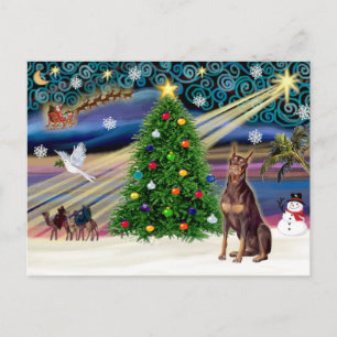 Jul Magic Doberman Pinscher (röd) Helg Vykort