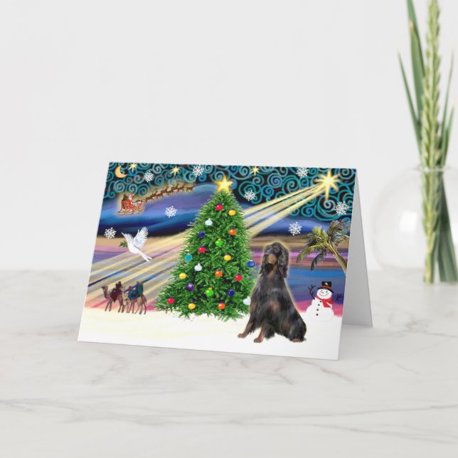 Jul Magic Gordon Setter Helgkort (Framsida)