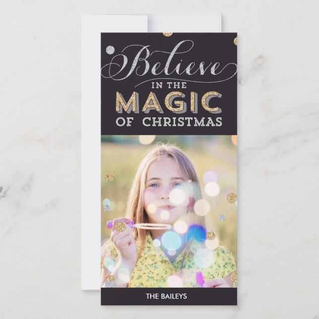 Jul - Magic Helgdag Photo Card - svart Julkort (Framsida)