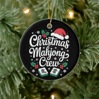 Jul Mahjong Besättning Santa Hatt Julen Holly Tile Julgransprydnad Keramik