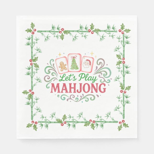 Jul Mahjong-märke | Monogram Pappersservett (Framsidan)