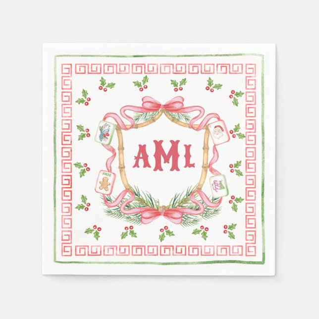 Jul Mahjong | Monogram Pappersservett (Framsidan)