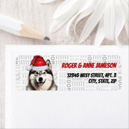 Jul Malamute Santa Hund Returadress Etikett