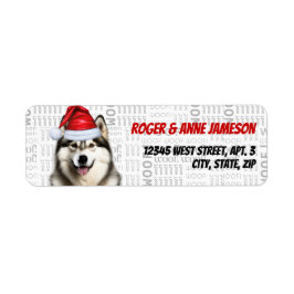 Jul Malamute Santa Hund Returadress Etikett