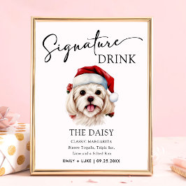 Jul - maltesiskt Hund Namnteckning Drink-tecken Poster