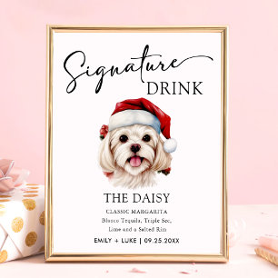 Jul - maltesiskt Hund Namnteckning Drink-tecken Poster