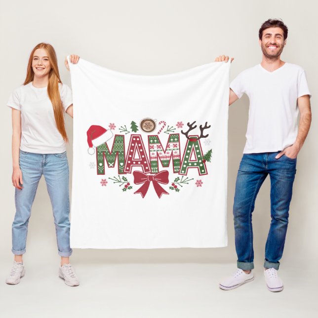 Jul Mamma Coquette Bow Mamma Claus Träd Cake Fleecefilt (På plats)