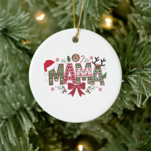 Jul Mamma Coquette Bow Mamma Claus Träd Cake Julgransprydnad Keramik