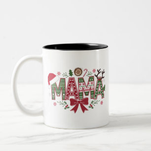 Jul Mamma Coquette Bow Mamma Claus Träd Cake Två-Tonad Mugg
