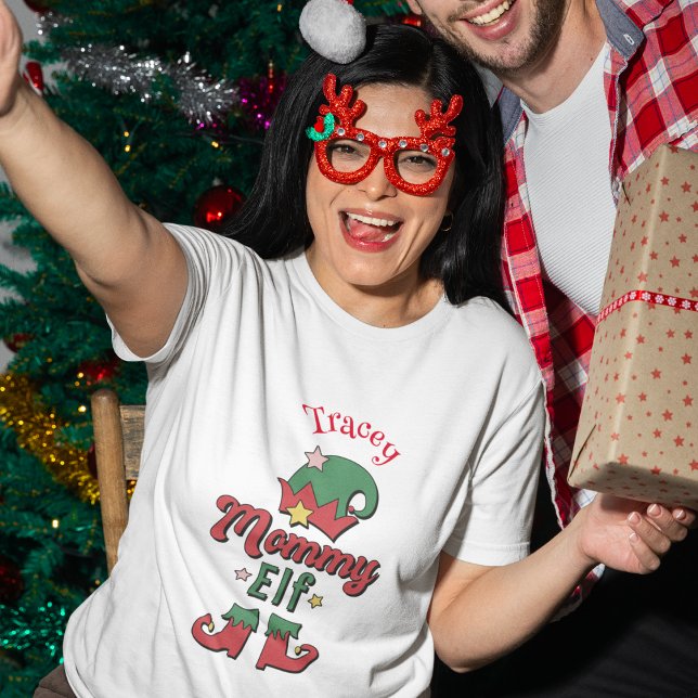 Jul Mamma Elf skräddarsydd dam-shirt T Shirt (Christmas Mommy Elf customized lady's t-shirt)