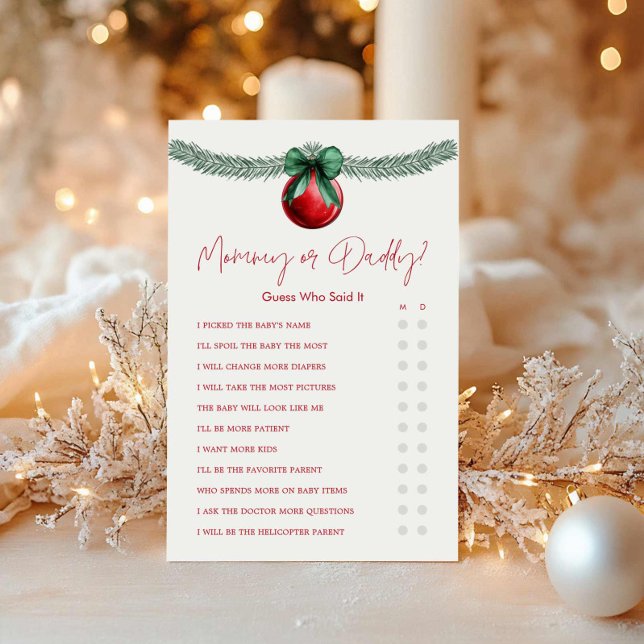 Jul-Mamma eller pappa-spel (Christmas Baby Shower Mommy or Daddy Game)