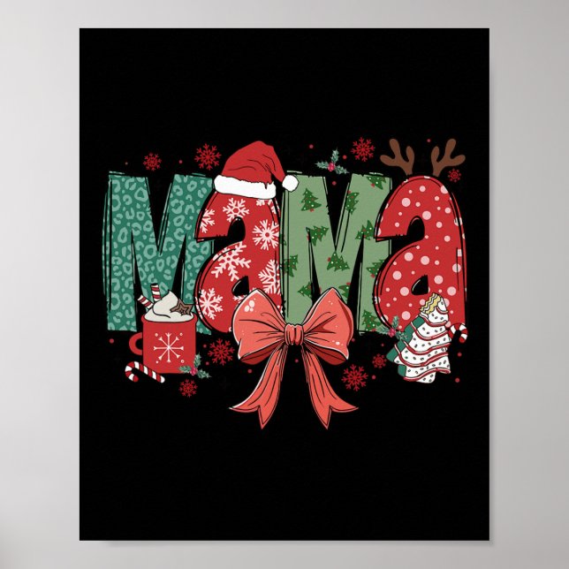 Jul-Mamman Coquette Bow Mamma Claus jul T Poster (Framsidan)