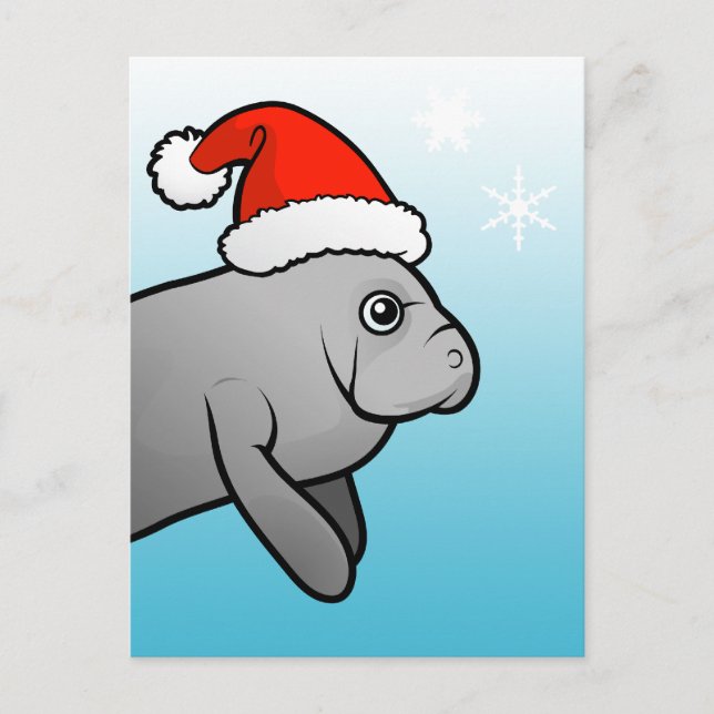 Jul Manatee Santa Helg Vykort (Framsida)